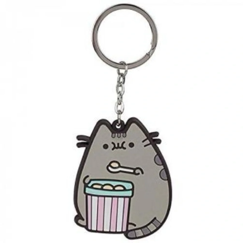 Pusheen Rubber Keychain Popcorn - Key Ring with Pastel Accents